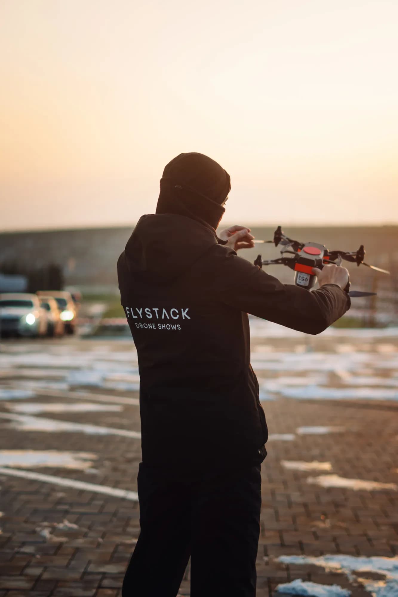 FLYSTACK crew preparing a drone fleet on site