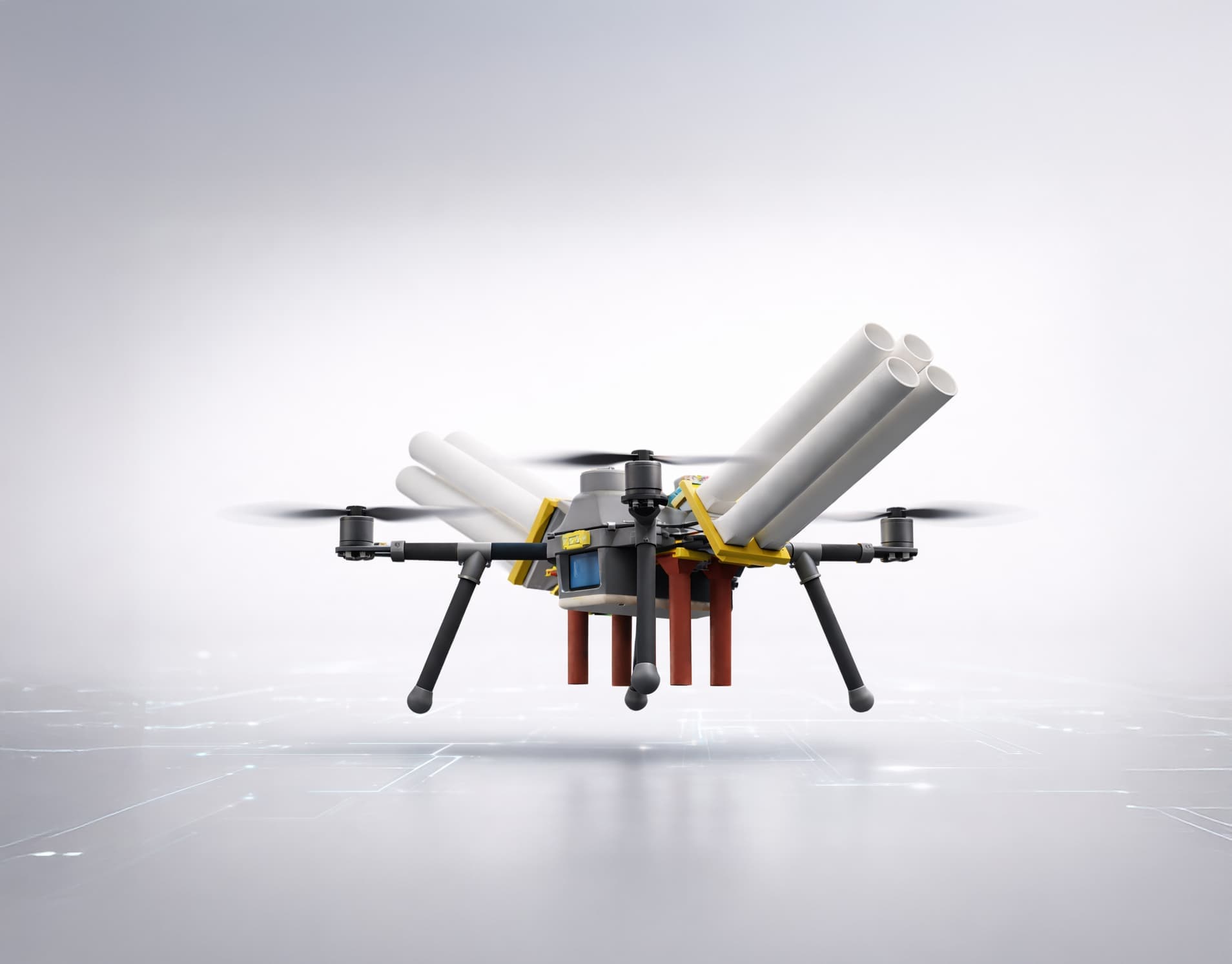 MD12 heavy-duty pyrotechnic drone in flight